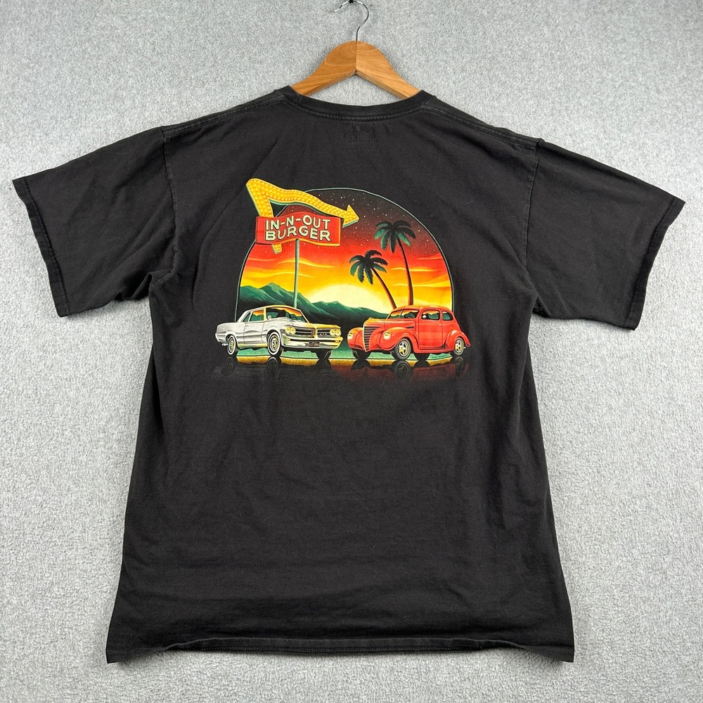 In-N-Out Burger T-Shirt Mens L Utah Classic Cars Graphic Black Short Sleeve Tee